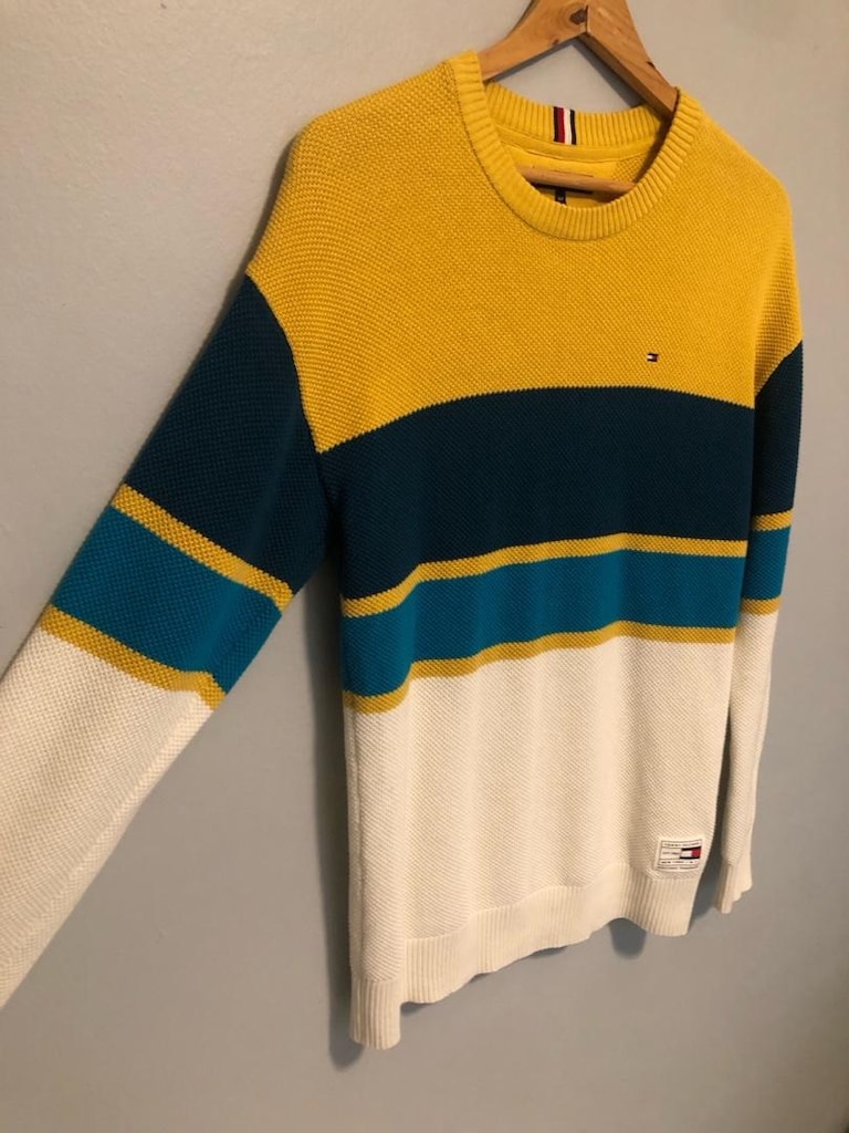 Tommy Hilfiger Renkli Çizgili Bisiklet Yaka Triko Kazak - 3