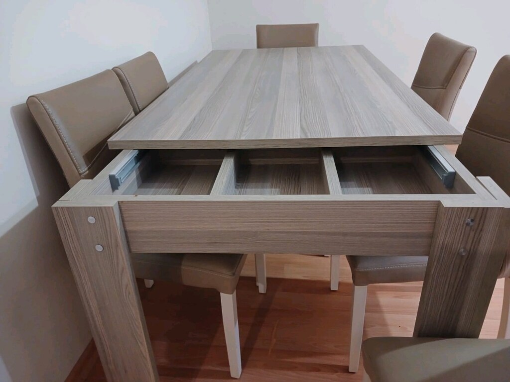 Temiz Durumda Üstten Kayar Açılır, Gizli Bölmeli Yemek Masası - 8