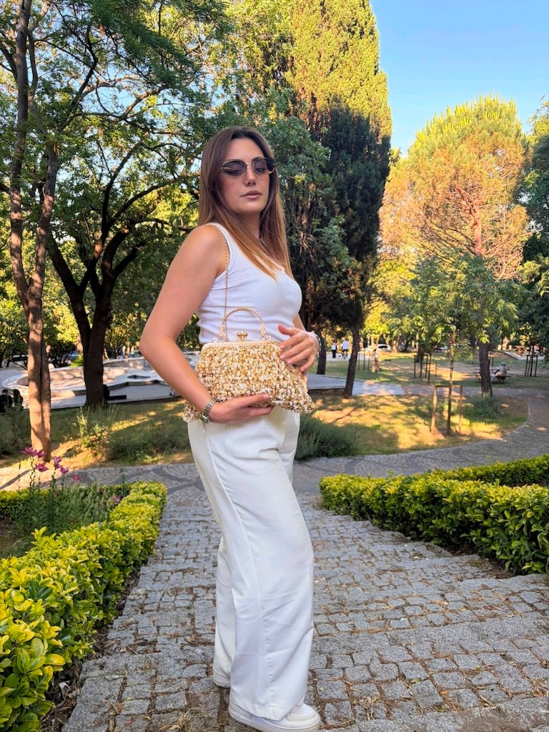 El örgüsü Altın Zambak Çanta - 3