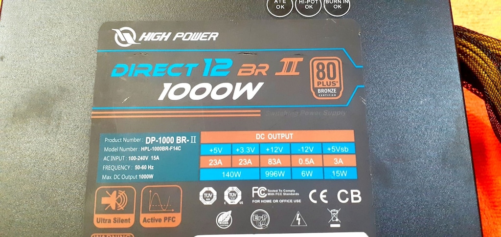HighPower Direct 12 BR II 1000W 80+Gold POWER SUPPLY-PSU-(31) - 3