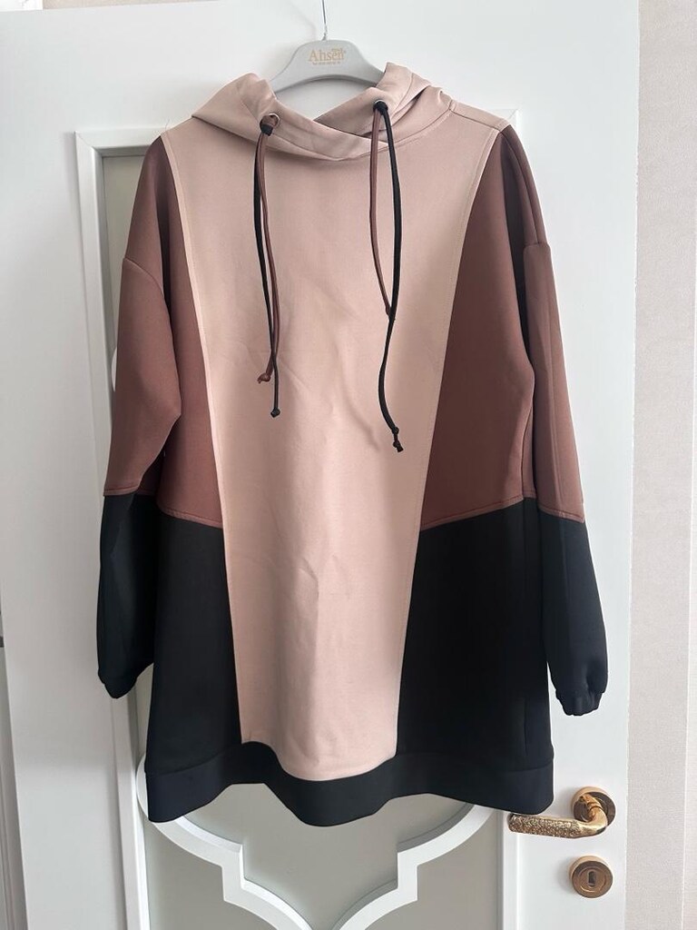 Drapeli Kahverengi Kadın Sweatshirt - 7