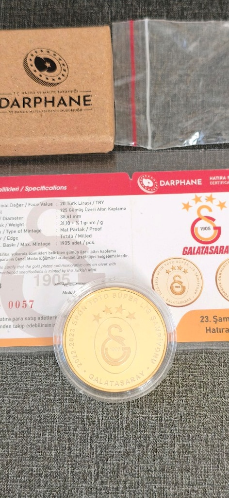GALATASARAY GÜMÜŞ üzeri ALTIN kaplama -DARPHANE Sertifikalı - 3