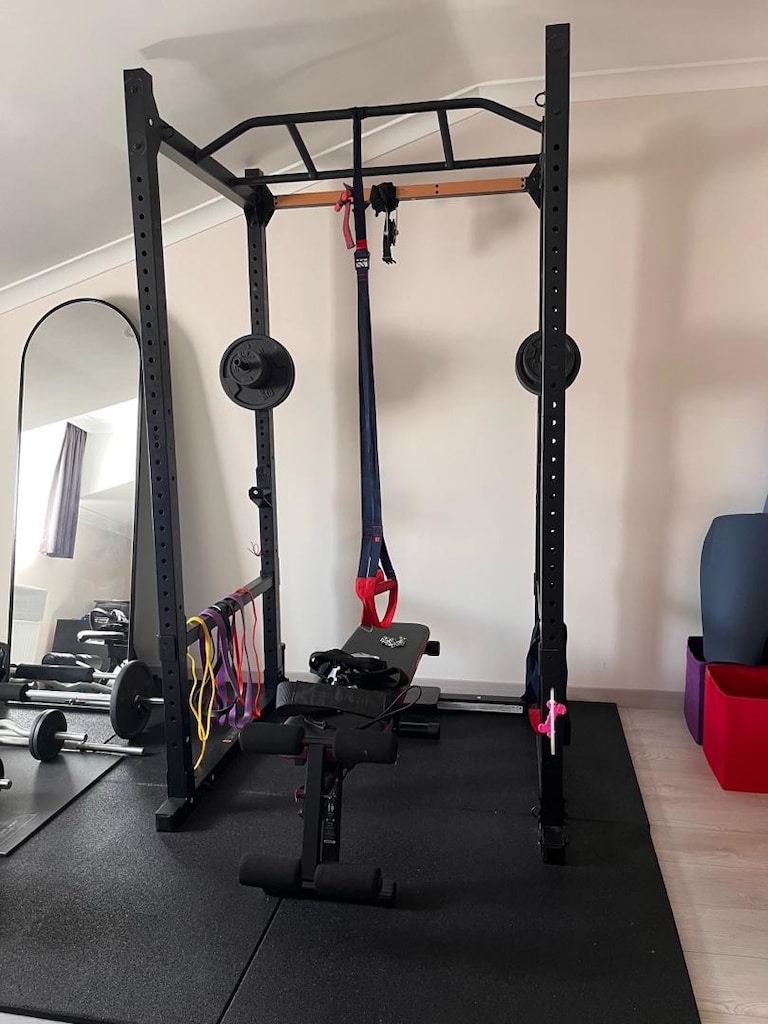 Ev Spor Salonu Seti Rack,2 Bench, Dips,120+ KG Ağırlık,Bar vb - 11