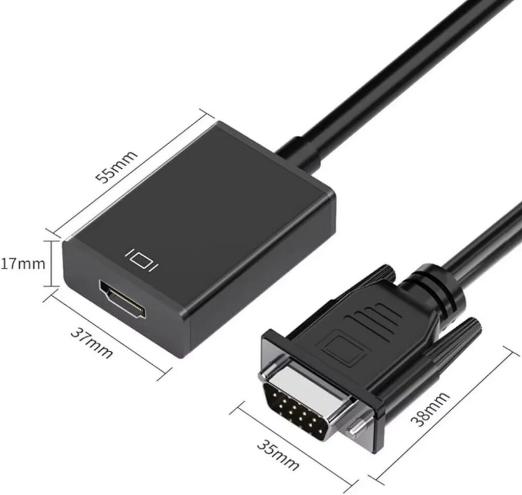 VGA to HDMI Çevirici Adaptör 3.5 Mm Ses Girişli (HDMI - 3