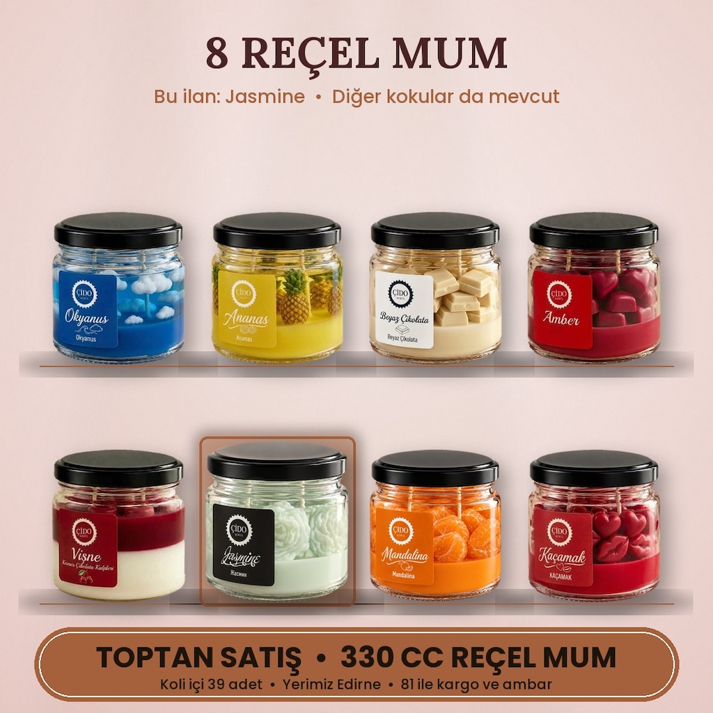 ÇİDO MİRİS REÇEL KAVANOZ MUM JASMINE 330 CC KOLİ İÇİ 39 ADET - 3