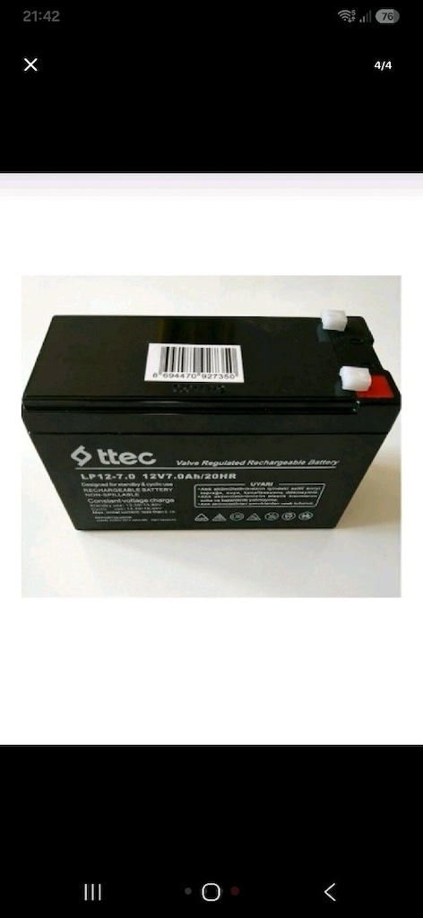 Ttec 12volt 7.0Ah Bakımsız Kuru Pilsan akü( sıfır ) - 3