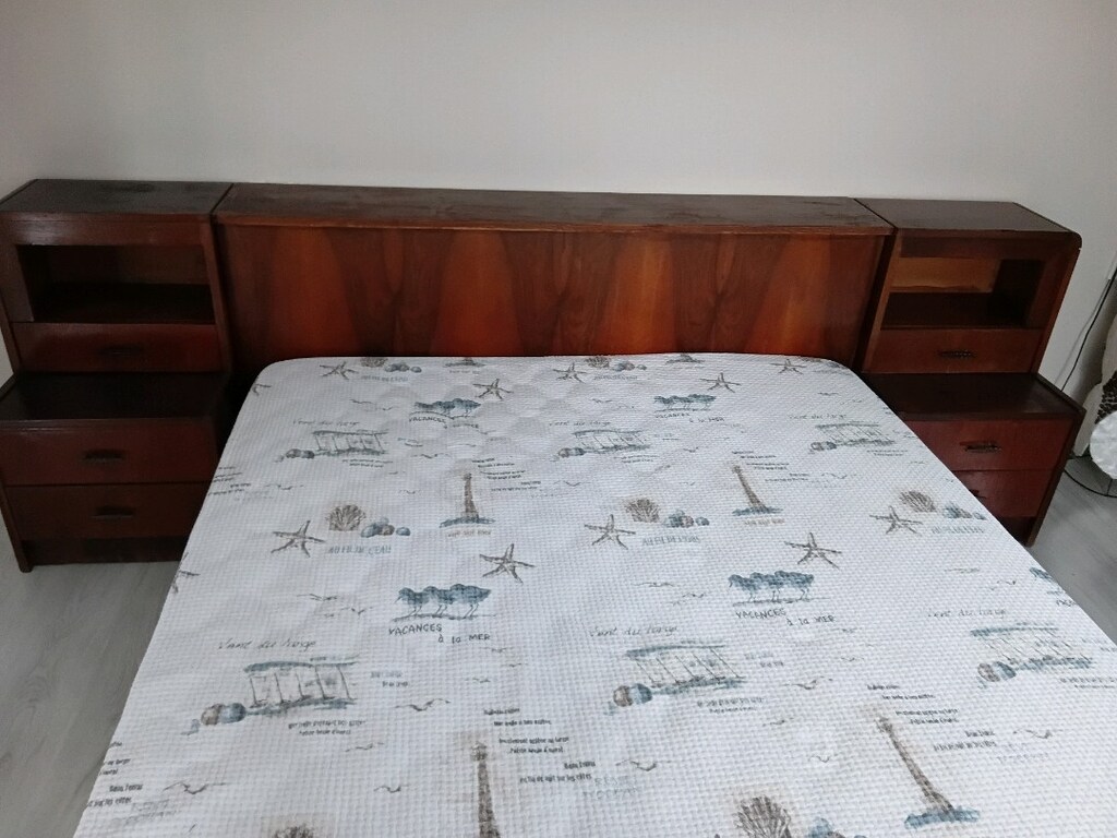 Çift kişilik yatak baza komodin başlık takım. - 3