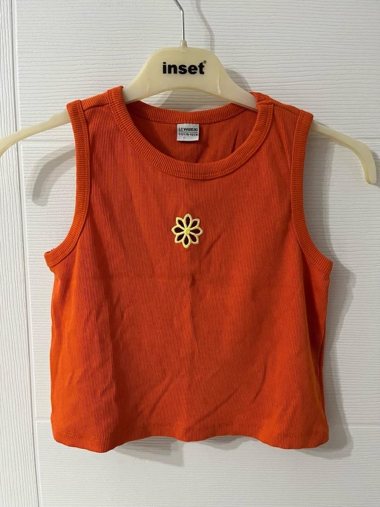 lc waikiki 11-12 yaş turuncu askılı üst