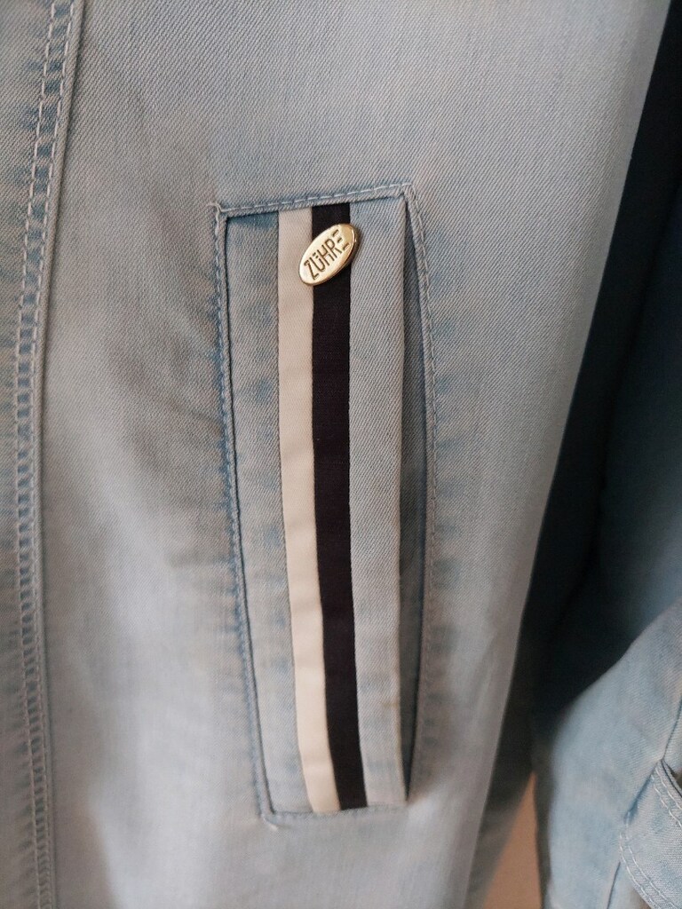 ZÜHRE apoletli denim model mavi pardesü - 9