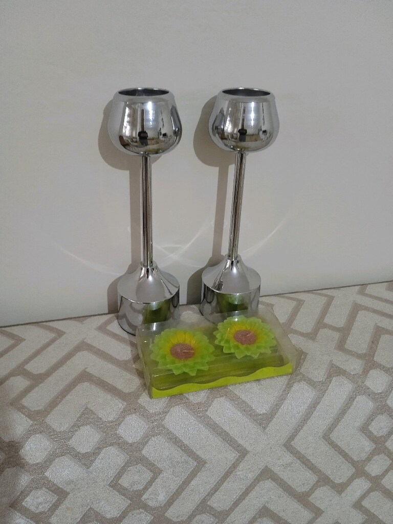 MUMLARIYLA BİRLİKTE 30 SANTİM BOYUNDA 2 ADET SIFIR METAL ŞAMDAN&MUMLUK - 4