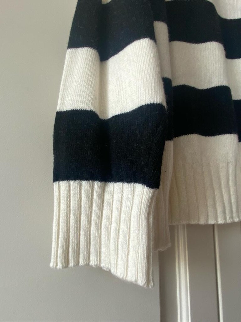 Oversize Çizgili Triko Kazak - 8