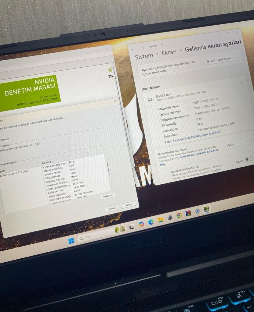 ASUS TUF-RTX 2050-144Hz-i5 11400H-16GB DDR4-BATARYALI-GAMİNG LAPTOP - 3