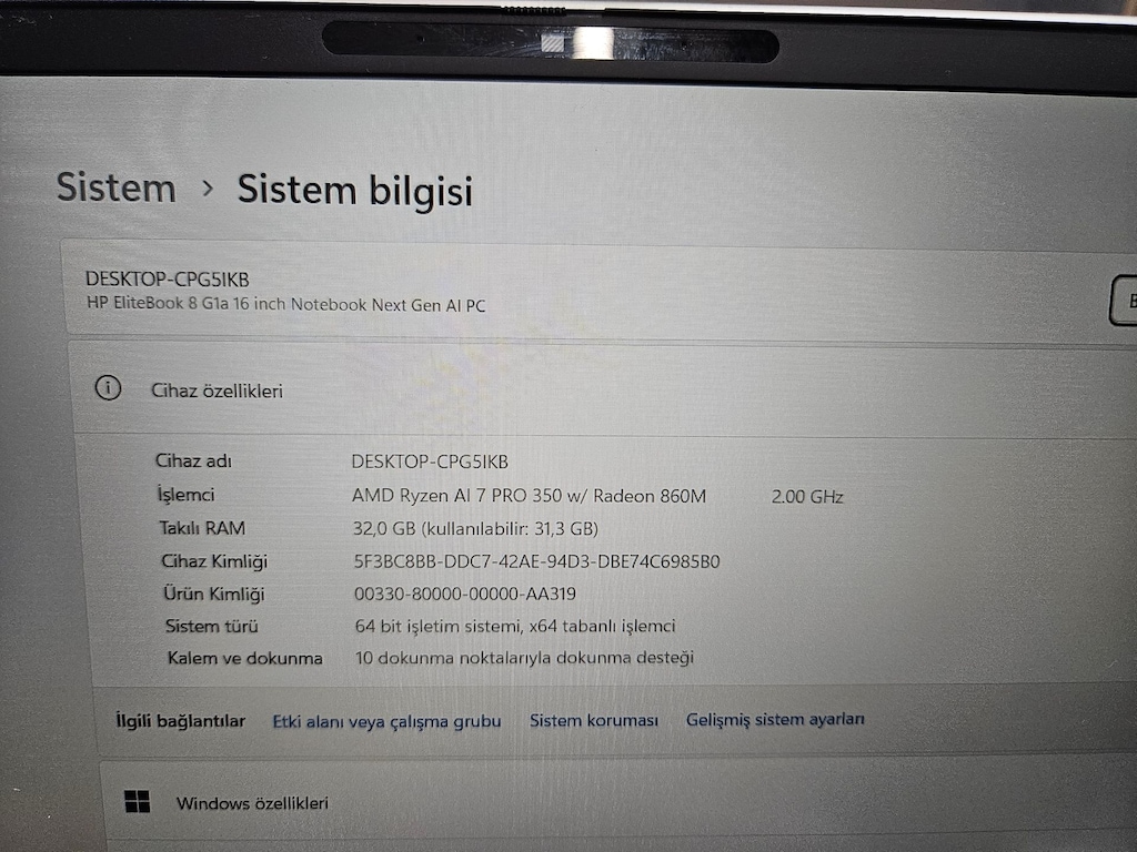 HP ELİTEBOOK ÖZEL ÜRÜN+ DOKUNMATİK + 16 İNÇ + 32 GB RAM +GARANTİ - 7