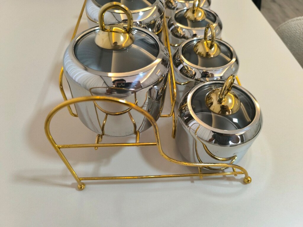 SILA Berfin Gold 15 Parça Çelik Kapak Gold Standlı Baharat Takımı - 4
