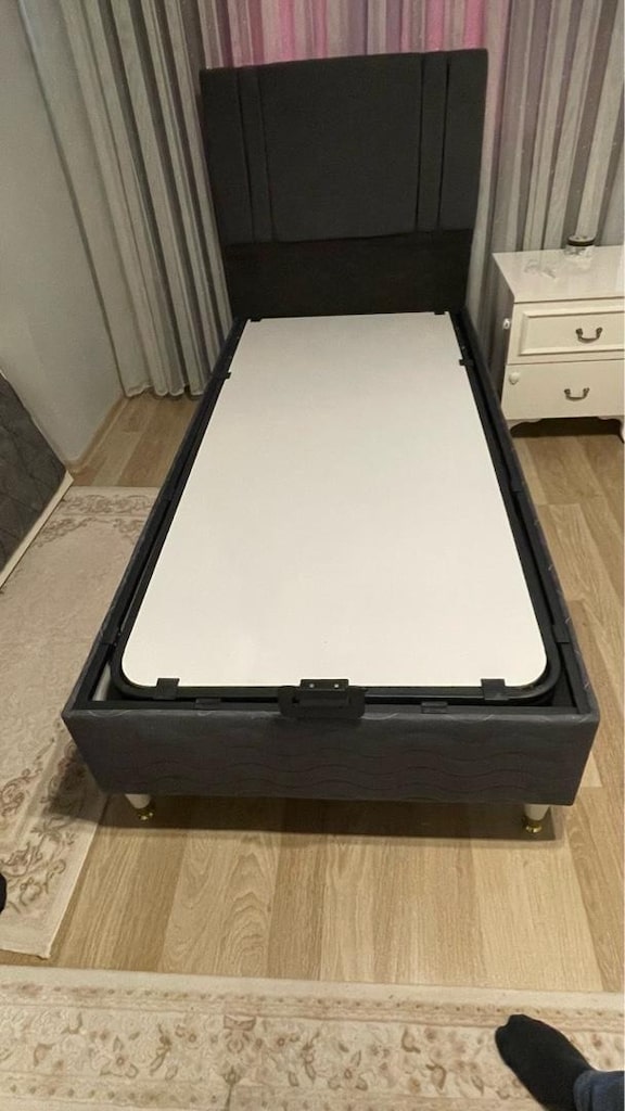 Tek kişilik solid baza başlık pedli ortopedik yatak - 7