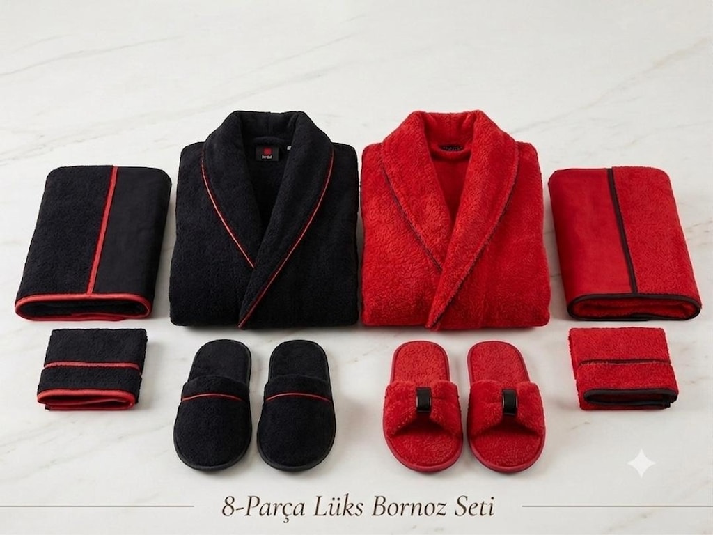 Issımo Home 8 parça bambu lüks bornoz seti - 2