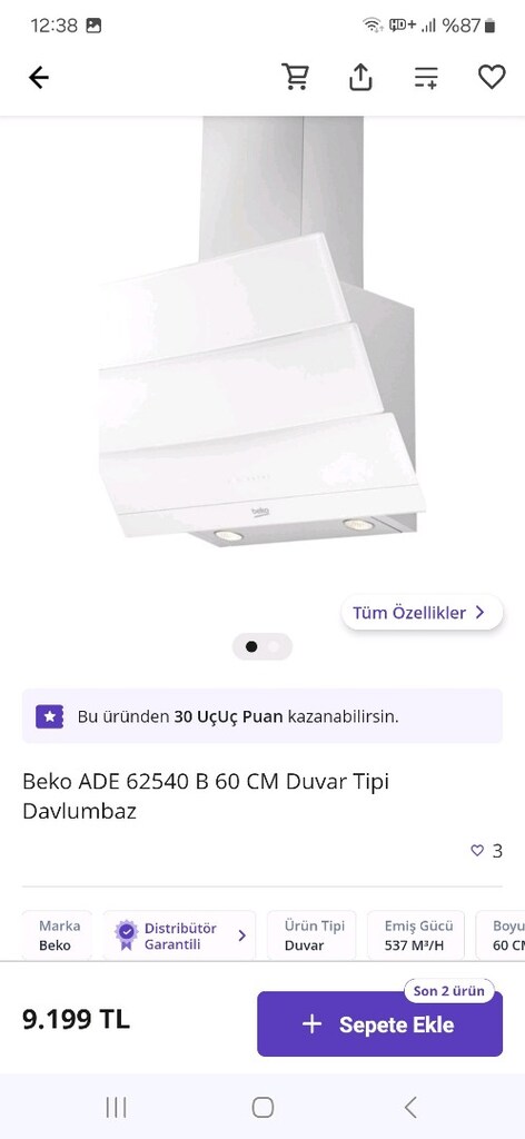 Sıfır Kutusunda Beko Davlumbaz - 8