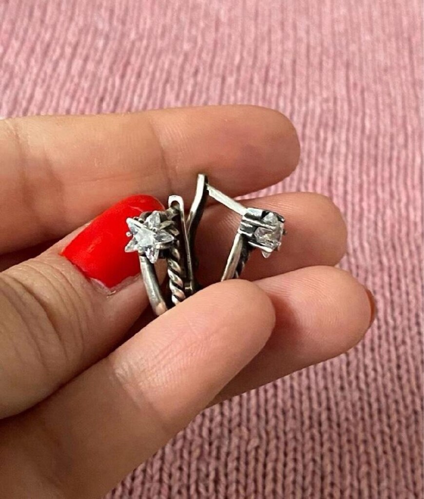 Gümüş ( 925 Ayar ) Kuyruklu Yıldız Küpe - 7