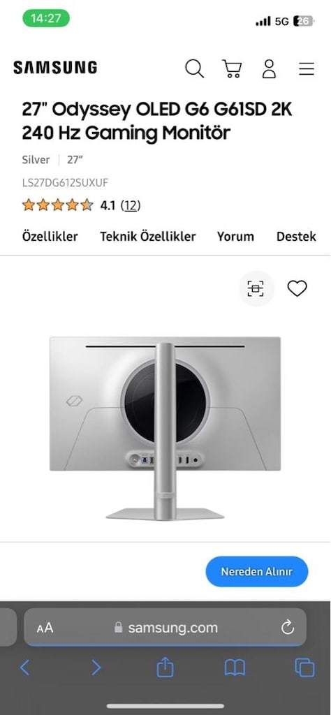 27" Odyssey OLED G6 G61SD 2K 240 Hz Gaming Monitör - 3