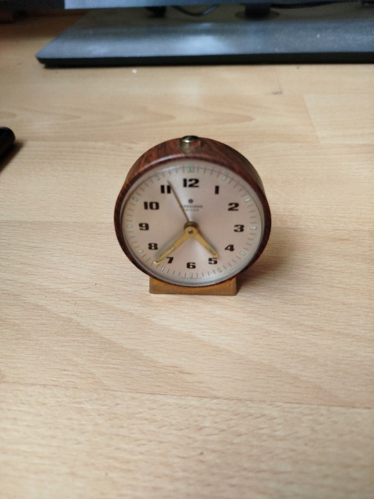 Vintage Almanya Junghans Trivox çalar saat masa çalar saati ahşaptan - 8