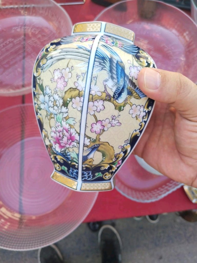 SEIZAN JAPAN Vintage Japon Porselen Kapaklı Urne – Kuş ve Çiçek Motifl - 6