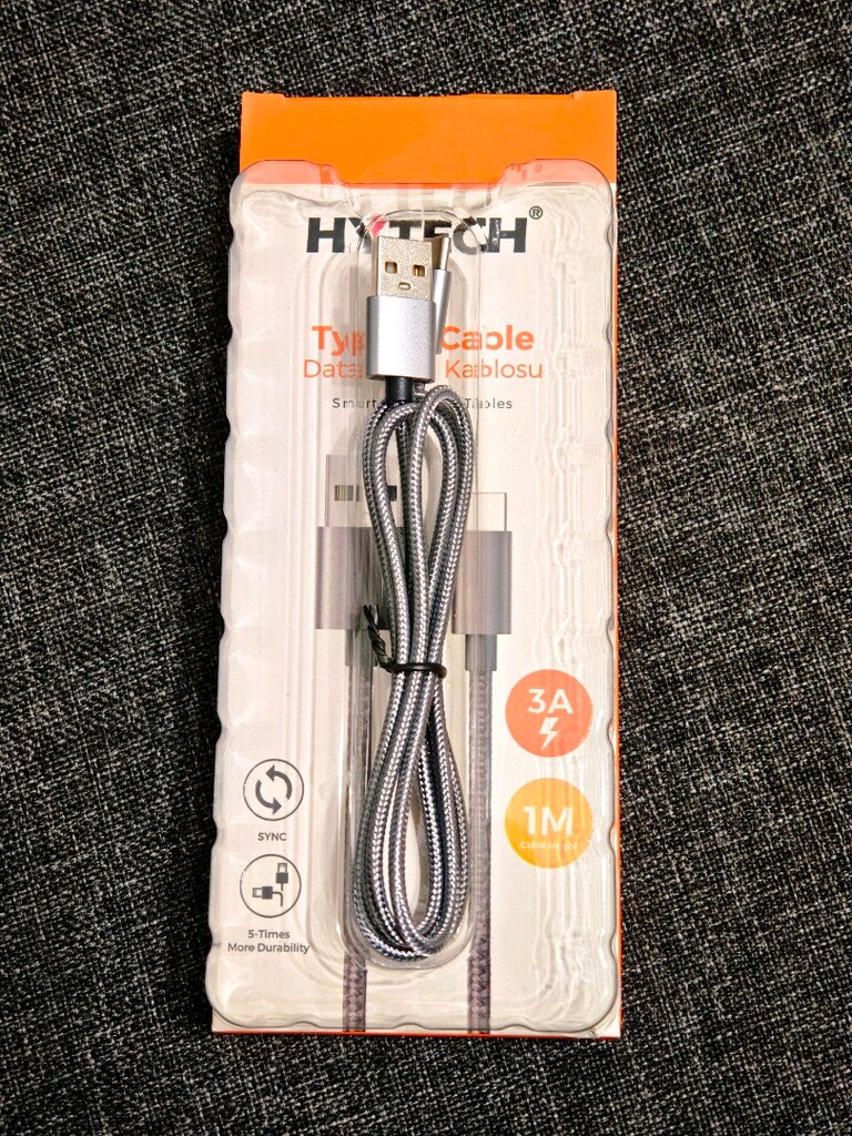 HYTECH 1 Metre Gri Type-C Data ve Şarj Kablosu - 3