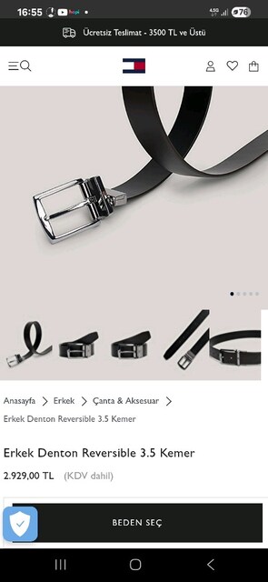 Tommy Hilfiger Erkek Kemer 100 cm- 1 adet