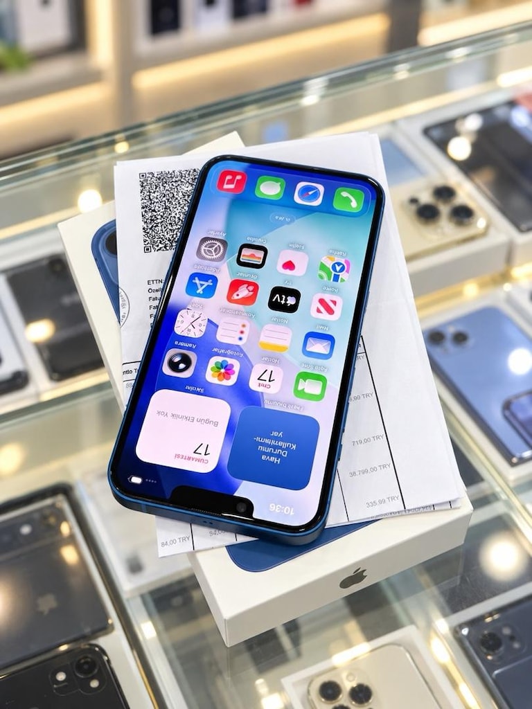 İPHONE 13 128 GB PİL SERVİS TEMİZ ORJINAL KUTU FATURA ŞARJ KILIF - 7