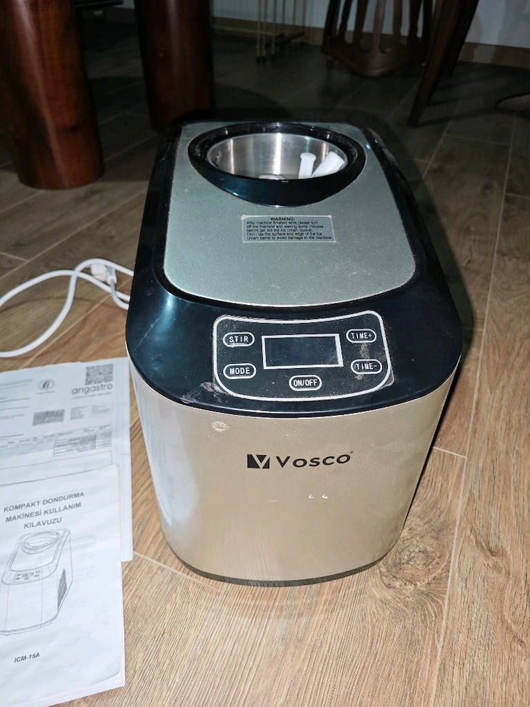 Garantili-Vosco ICM-15A Kompresörlü Ev Tipi Dondurma / Gelato makinesi - 2