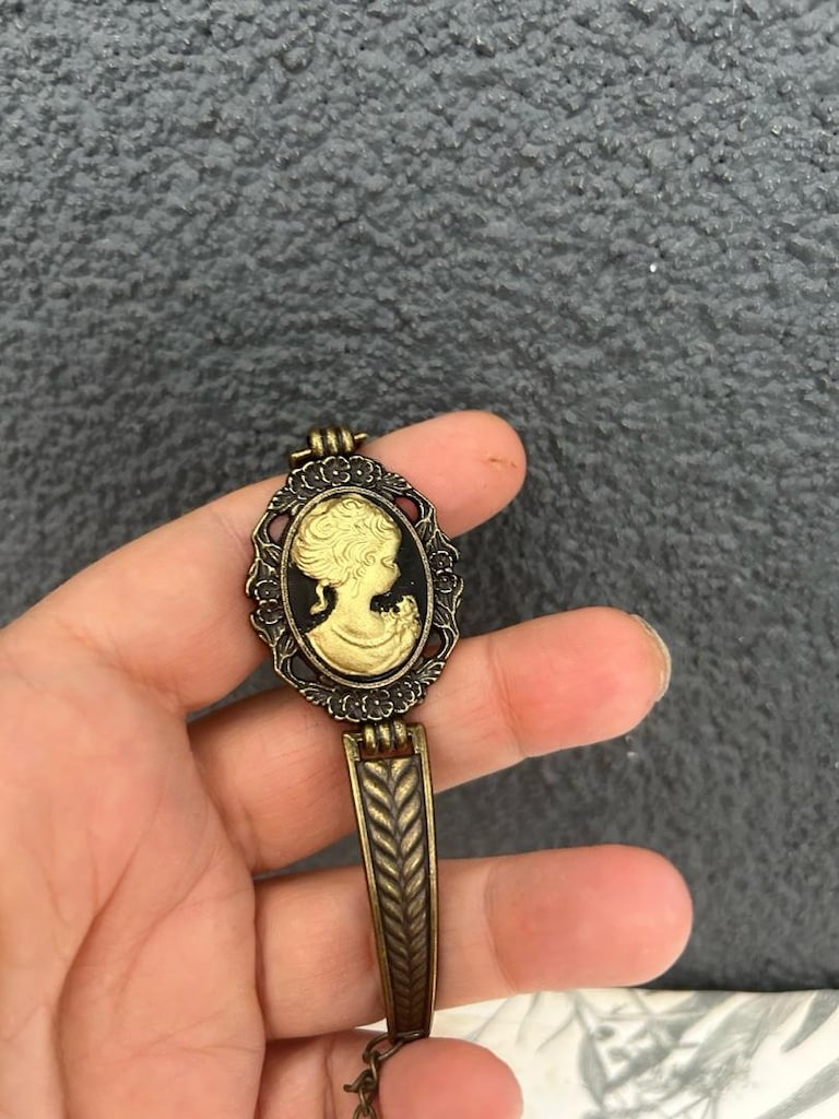 siyah altın Vintage Cameo takı seti - 15