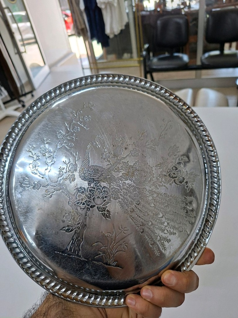 Vintage Tavus Kuşu İşlemeli Tepsi - 3
