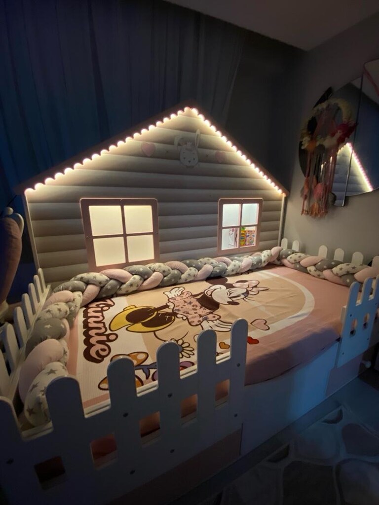 montessori ev tipi çocuk yatağı ışıklı/korkuluklu - 2