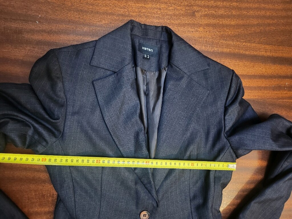KOTON ÇİZGİLİ GRİ CEKET BLAZER — görsel 15/20