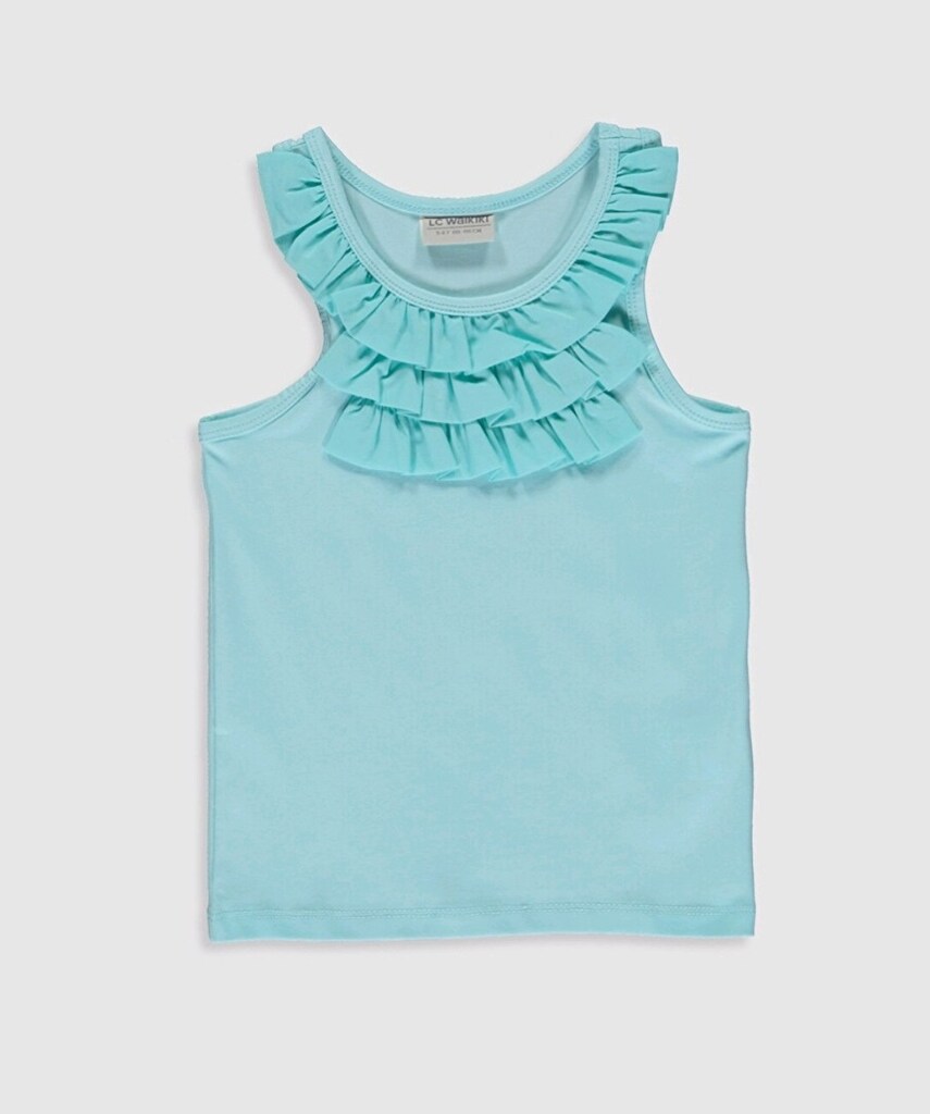 LCW kız çocuk fırfır süslü atlet tshirt