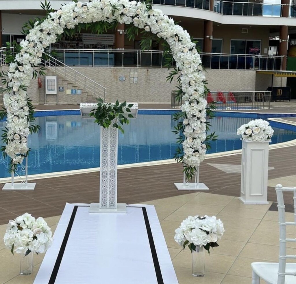 Taht arka fon çiçekler kürsü led ışık pencere - 3