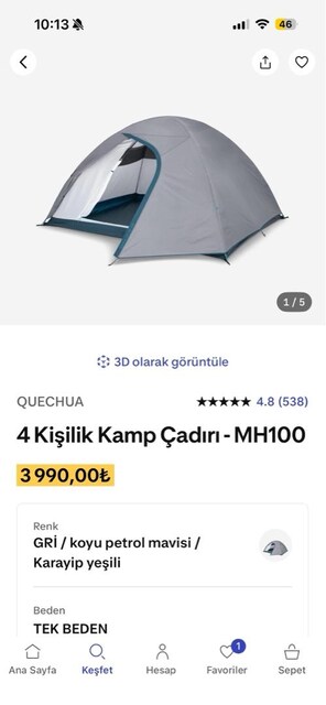 Decathlon 4 kişilik MH100 Çadır