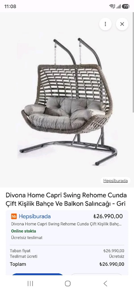 CAPRİ MARKA JUMBO ÇİFT KİŞİLİK RATTAN SALINCAK - 5