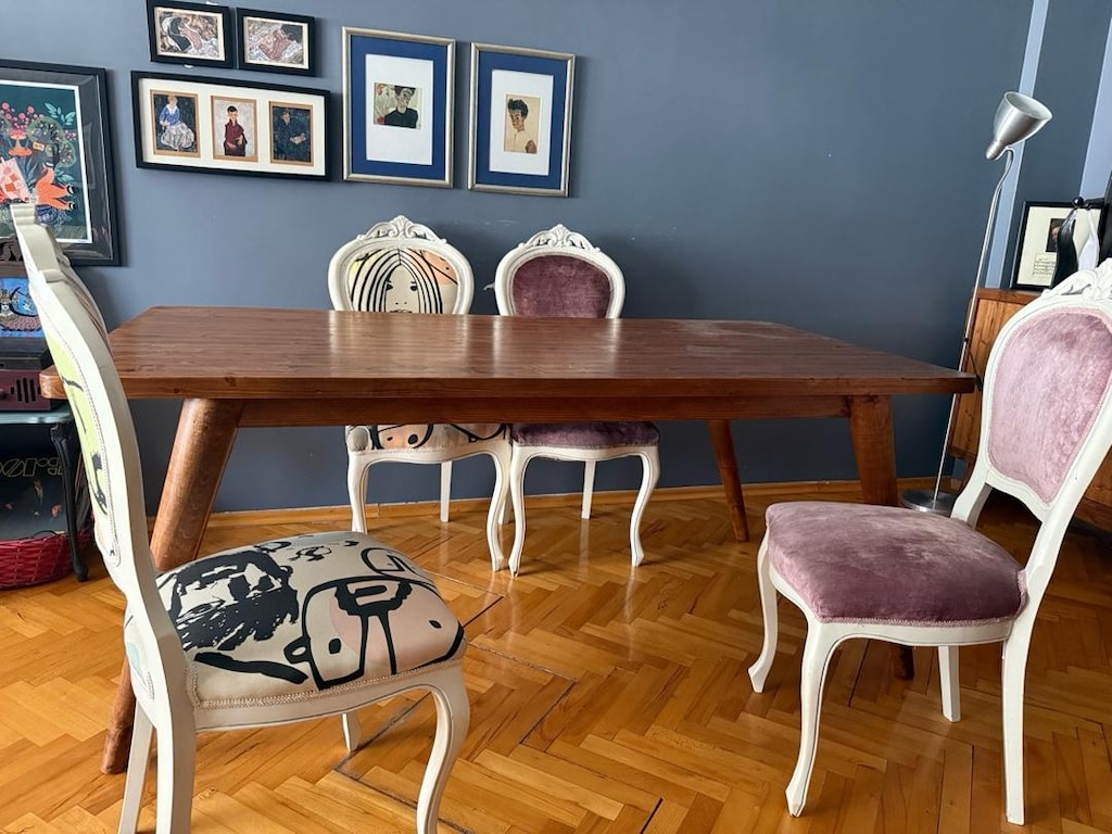 Özel Yapım Masif Ahşap Retro Salon/Yemek Odası Takımı +4 sandalye - 4