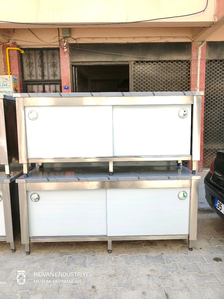 krom tezgah hazır mutfak krom çalışma tezgahı 190 cm paslanmaz krom - 4