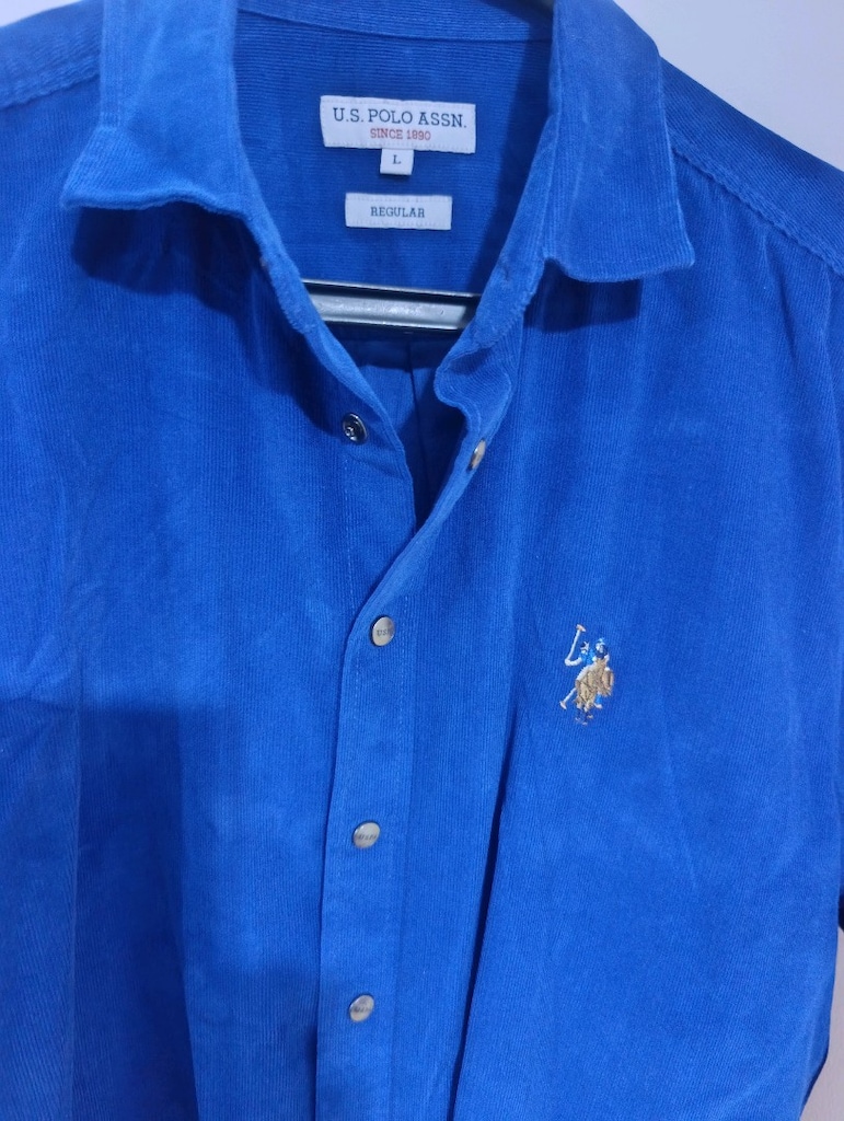 U.S. Polo Assn marka, Kadife Gömlek Saks Mavisi - 3