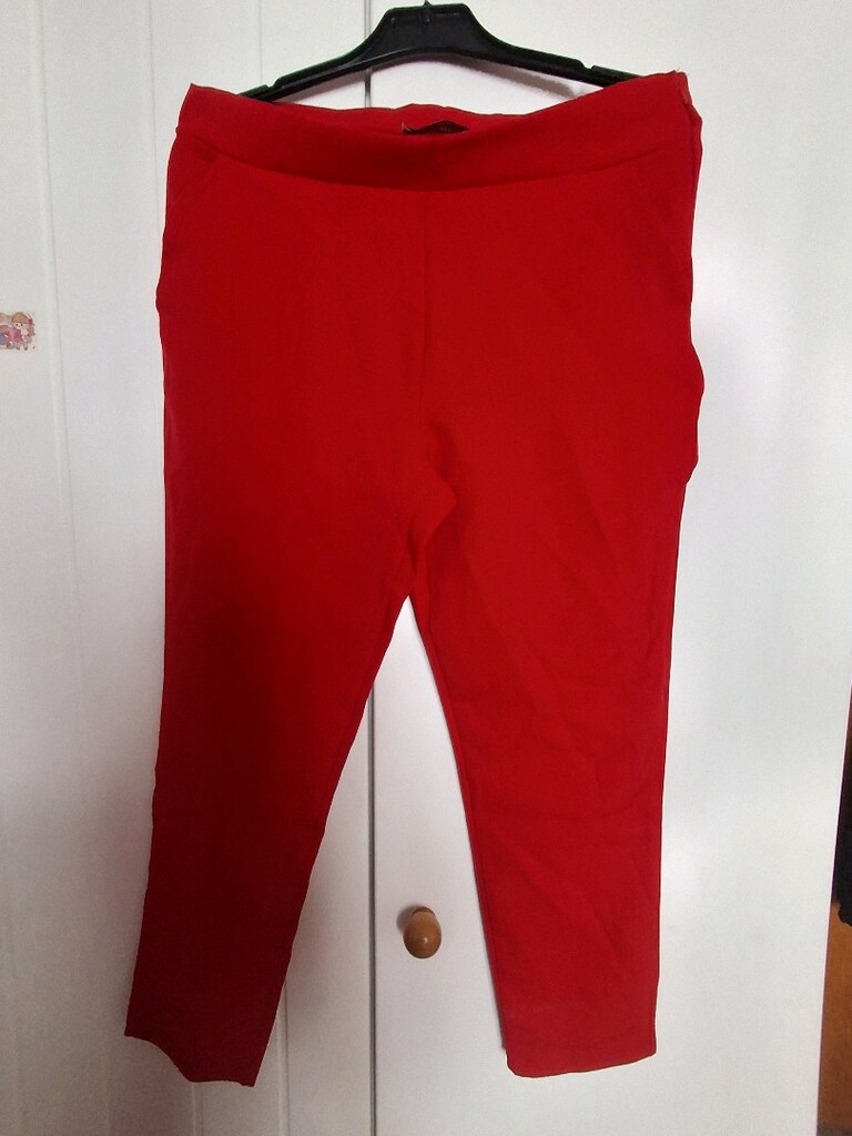 kırmızı kadın kumaş pantolon - 2
