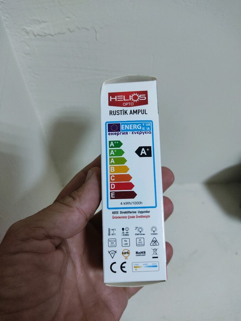 Helios 4W Flament İnce Duy Rustik Ampül Sarı Işık - 6
