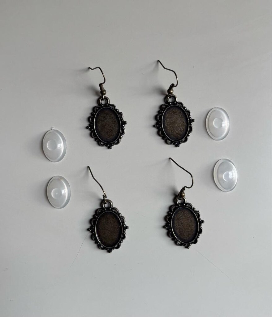 2 Çift Epoksi Antik Bakır Küpe 18x13 mm - 3