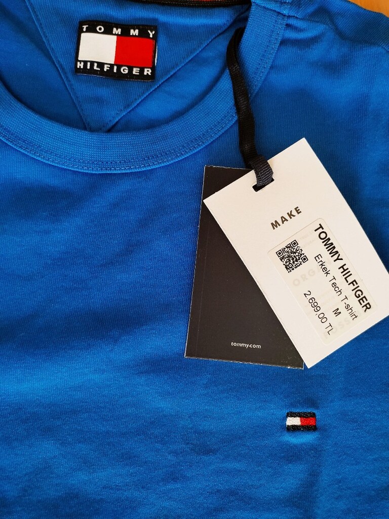 Tommy Hilfiger erkek sax rengi tişört t-shirt — görsel 3/4