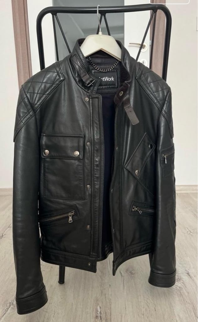 NetWork Siyah Hakiki Deri Biker Ceket - S Beden (Çok Temiz)