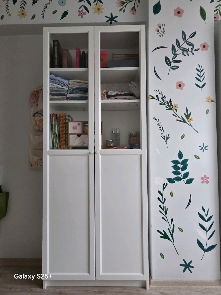 ikea billy 2 adet cam panel kapaklı kitaplık - 5