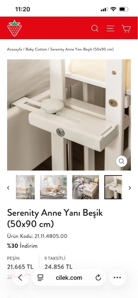 çilek mobilya sallanan anne yanı beşiği - 6