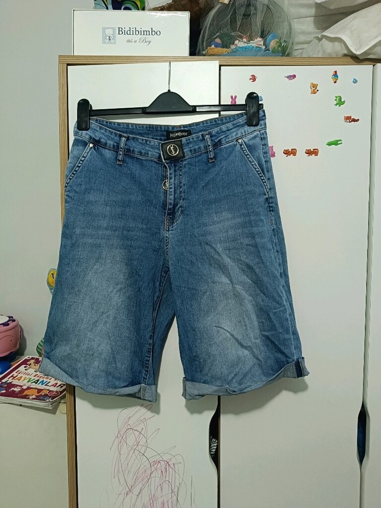 kadın denim bermuda şort bol kesim geniş paça