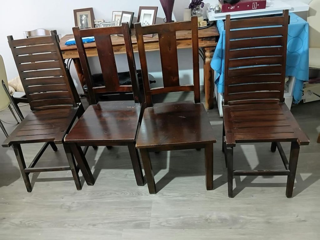 Fransız Tarzı Oymalı Ahşap Açılır Yemek Masası ve 4 Sandalye - 4
