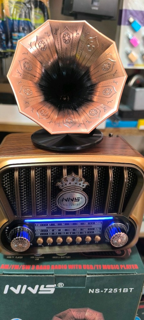 gramofon görünümlü Bluetooth lu müzik çalar, radyo - 5